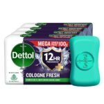 Dettol Cologne Fresh Bathing Soap Bar with 12hr Freshness 100g Pack of 4, (400gm)