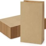 RANUR Food Grade Square Bottom Paper Bags For Food Packing Or Flat Bottom Carry Bags For Gifting Disposal Bags For Size 6 X 4 X 11.5 Inches Color Brown Paper Bags 50, Fold Top