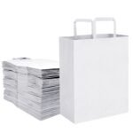 Aakriti Kraft Paper Gift Bags with Flat Handles – White 25 Pack, Large (12″ x 10″ x 5.5″) for Shopping, Home, Office, Retail & Merchandise