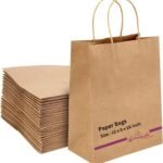 Gitanjali Paper Curves Paper Bags -12x16x5in 25pcs Brown Large Return Gift Bag- Retail Paper Carry Bags- Disposable Recycled Eco Friendly Craft Paper Gifting Covers (Large-Brown, Pack of 25)