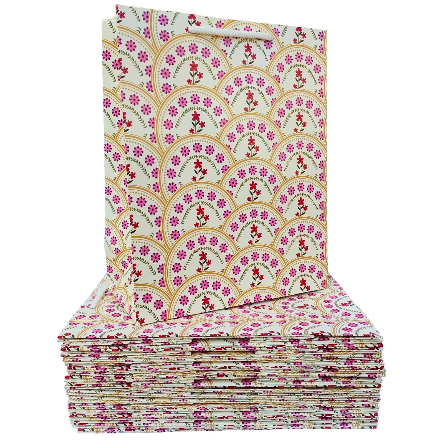 IncyWincy Paper Gift Bags for Kids – Pack of 10 – Goody Treat Bags for Birthday, Thank You, Party Favor, Return Gift – Recyclable Kraft Paper Carry Tote – Small Medium Size – Unisex (25cm X 20cm X 10cm)