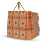 KOSY Pack Of 20 Gift Carry Bag | Eco-Friendly Recycle Paper Bag For Gifting | Sturdy & Versatile Paper Bag For Shopping | Small Gift Bag 22x6x22 CM | Carry Bag For Gifting Burfi Check Design