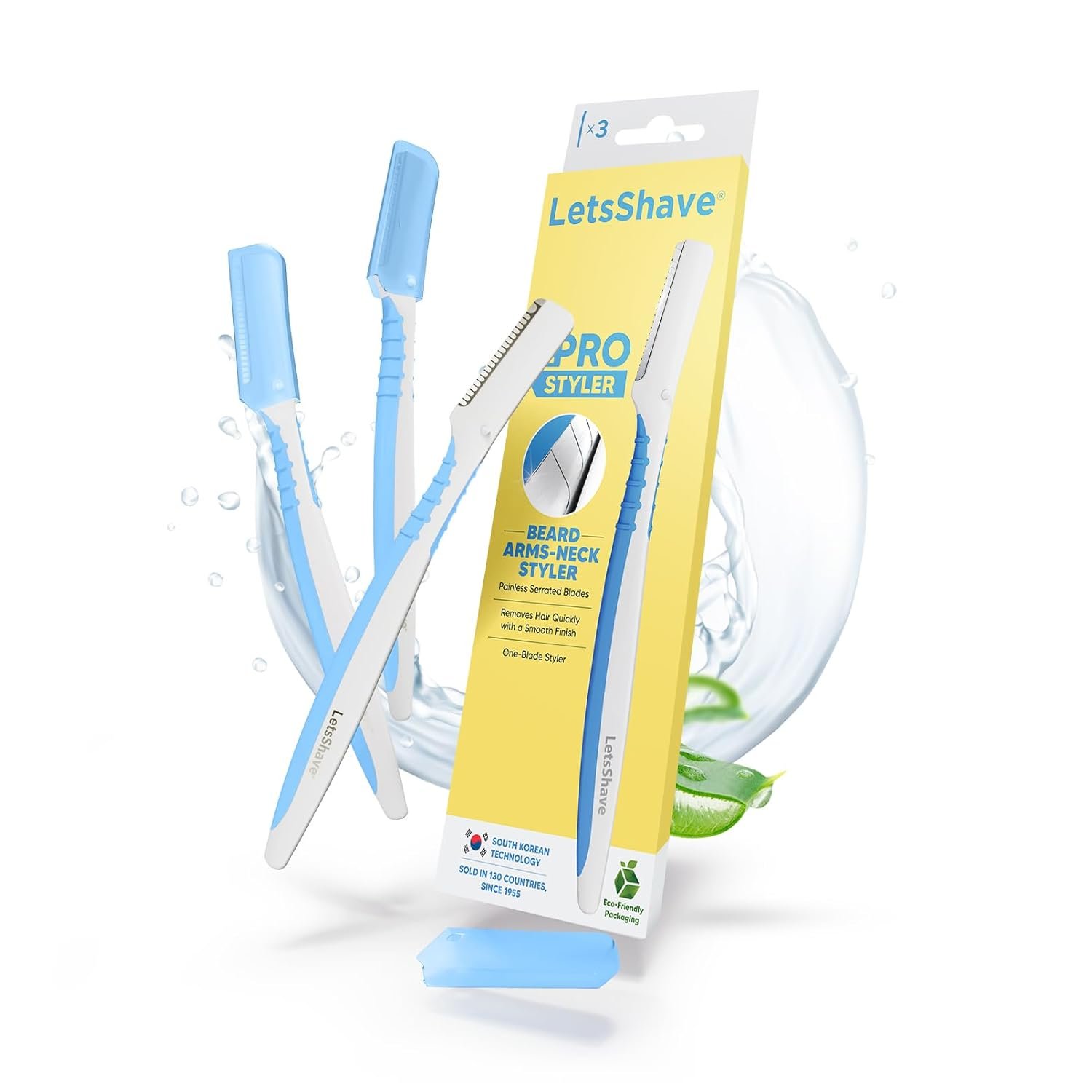 LetsShave Pro Styler for Men Beard, Reusable, Pack of 3, Beard Shaper, Multi Grooming, Face Razor for Men, Beard Pen Styler, 60 Days of Styling