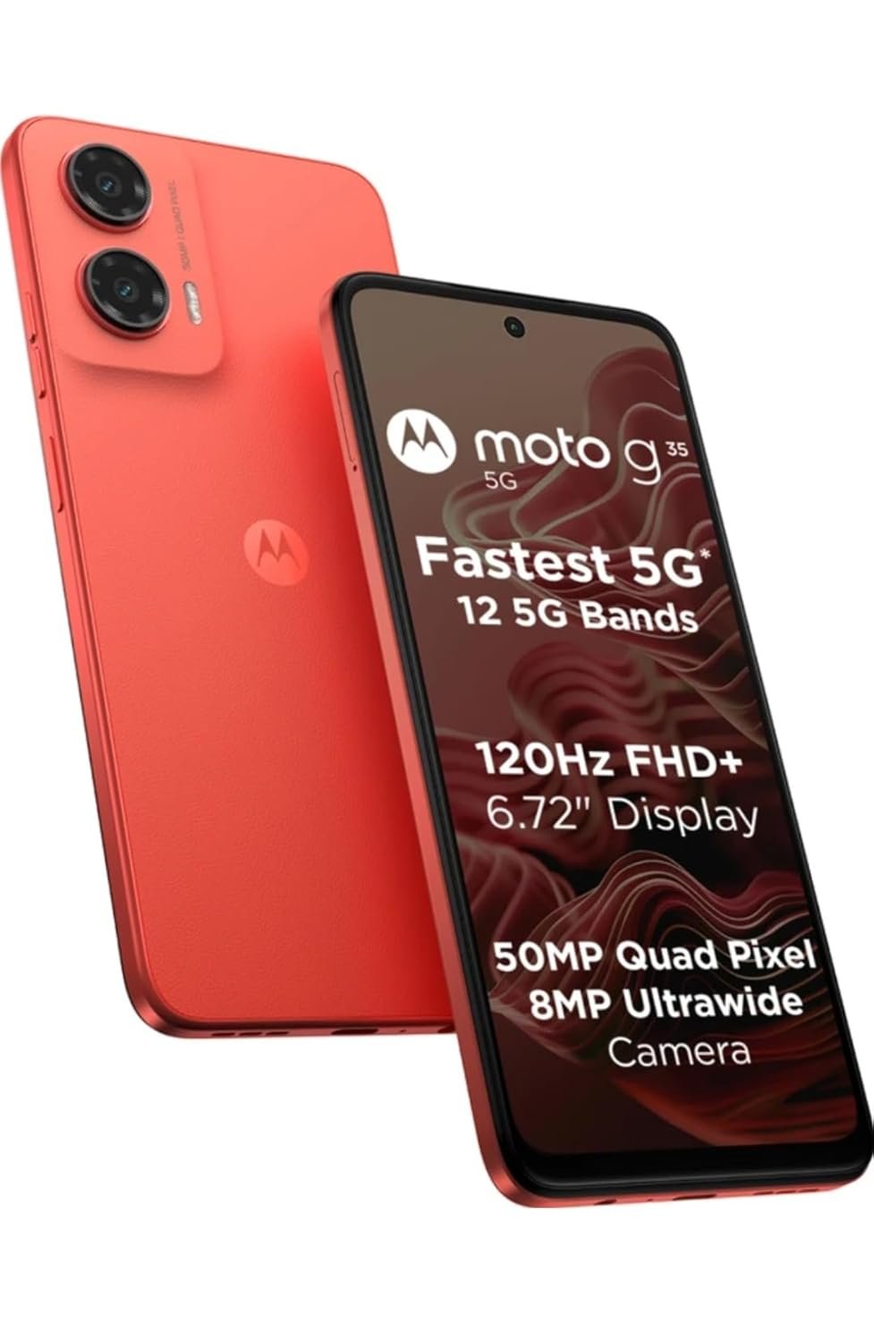 Motorola G35 5G (Guava Red, 4GB RAM, 128GB Storage) | Sleek Design | 50MP AI Camera | 5000mAh Battery