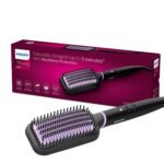 PHILIPS Hair Straightener Brush – 5X Better Frizz Free Hair In 5Min I Style With 2X More Volume|Shiny And Smooth Hair I No Scalp Burns I Keratin Bristles I 2 Temperature Settings|Bhh880/10,Black