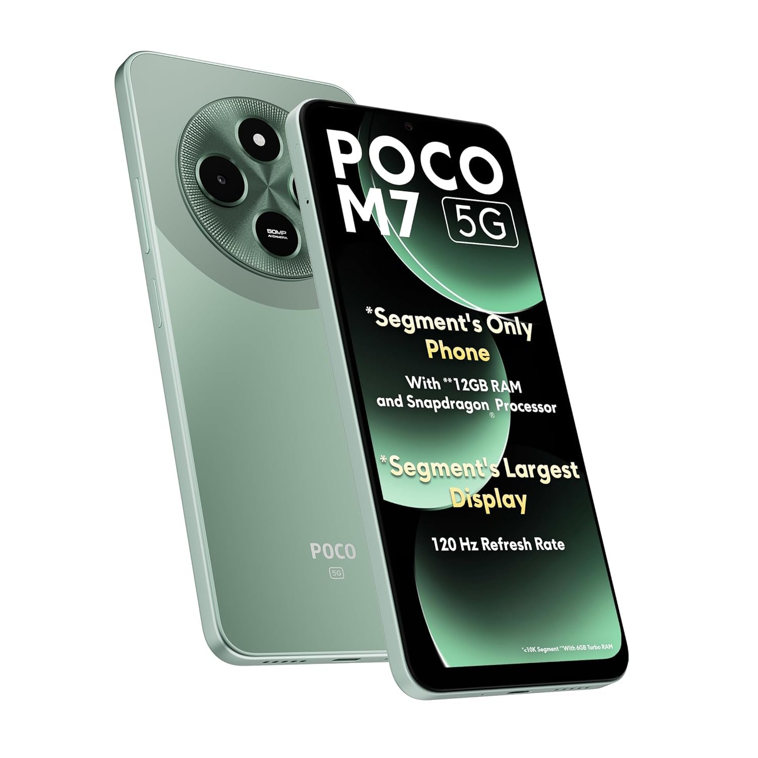 POCO M7 5G Mint Green 6GB RAM|128GB ROM|SD4 Gen2 Processor|6.88″ HD+ Display|50MP Camera|8MP Front Camera|5160 mAh Battery