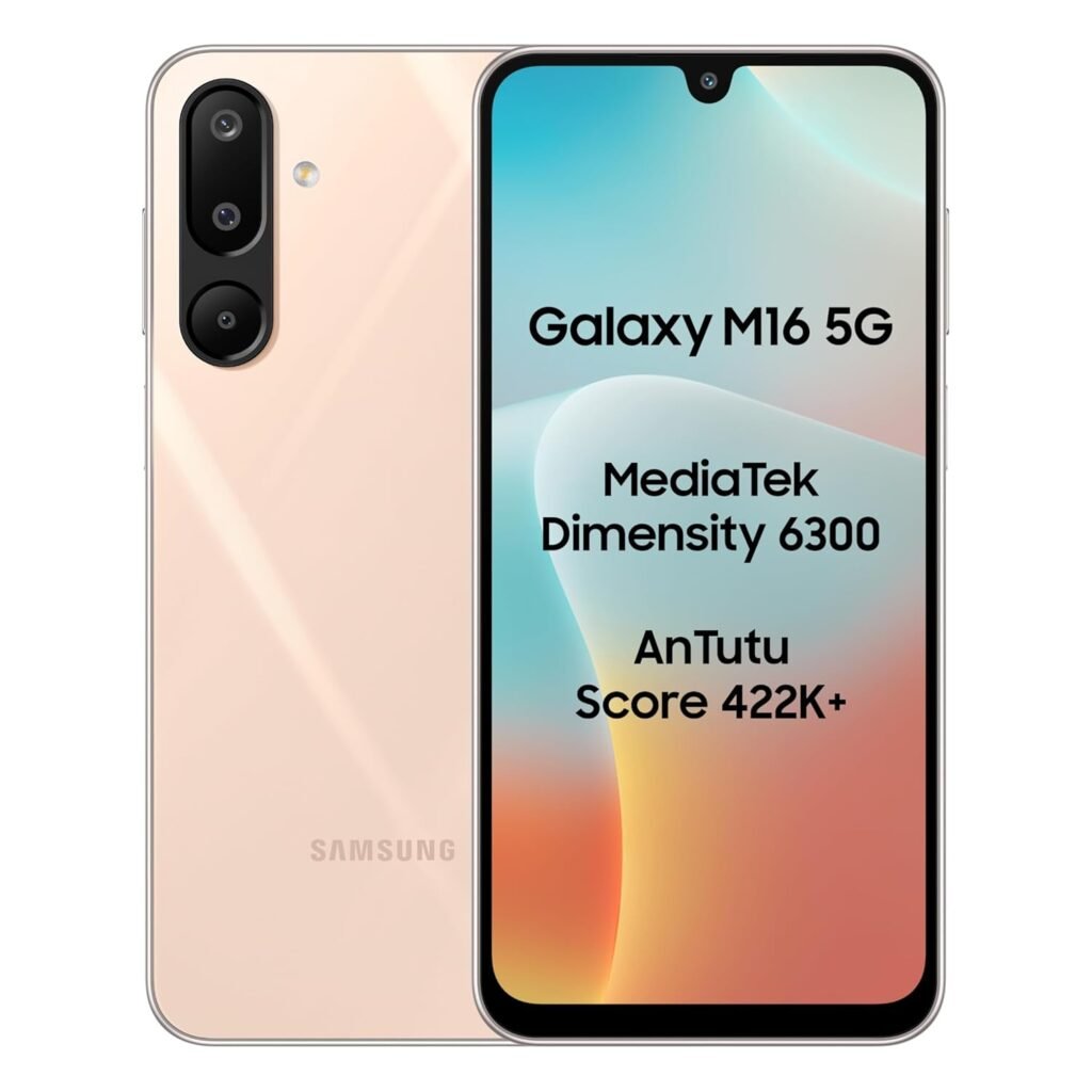 Samsung Galaxy M16 5G (Blush Pink, 6GB RAM, 128 GB Storage) | MediaTek Dimensity 6300 | AnTuTu Score 422K+ | Super Amoled Display | AI | 25W Fast Charging | 6 Gen of OS Upgrades | Without Charger Samsung Galaxy M16 5G (Blush Pink, 6GB RAM, 128 GB Storage) | MediaTek Dimensity 6300 | AnTuTu Score 422K+ | Super Amoled Display | AI | 25W Fast Charging | 6 Gen of OS Upgrades | Without Charger