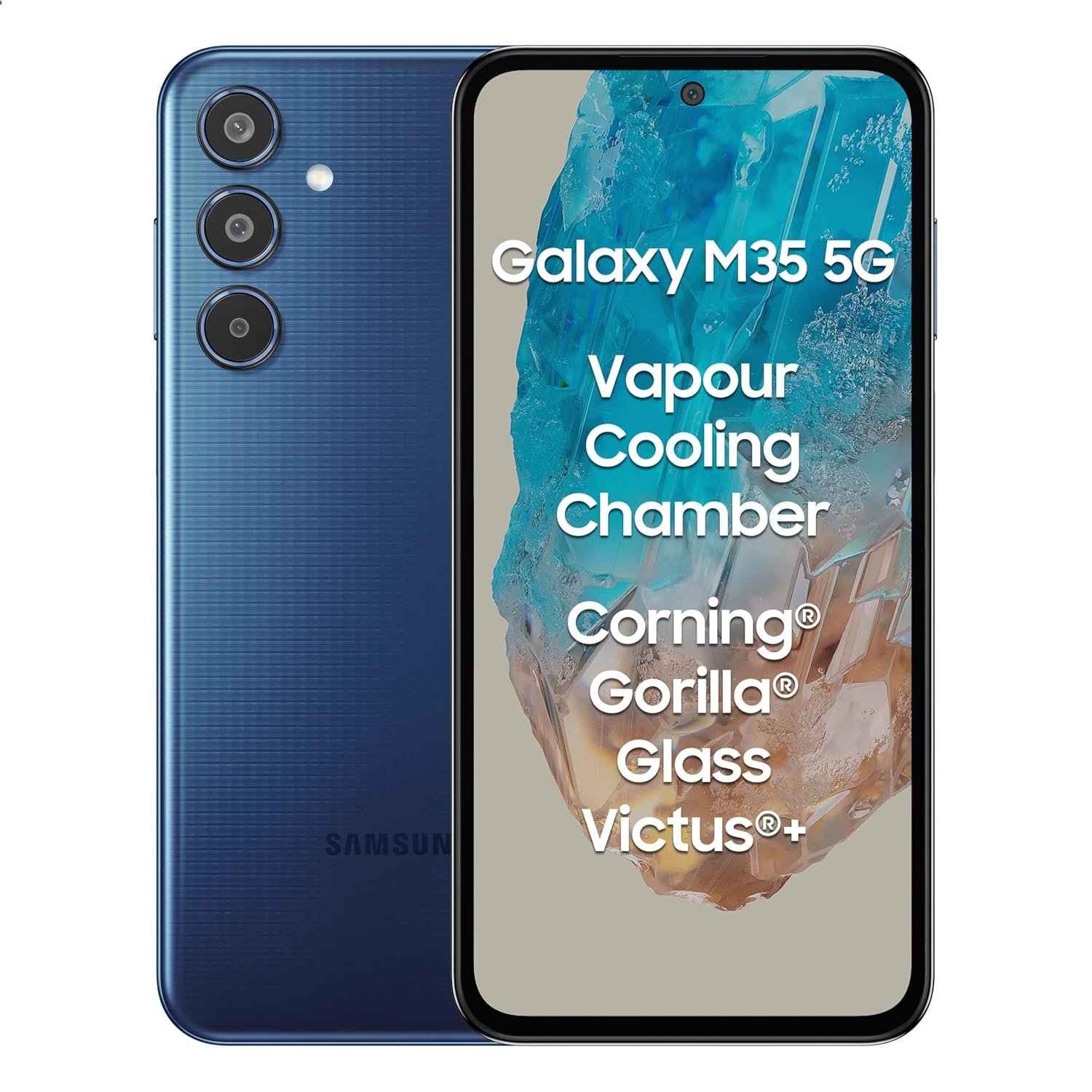 Samsung Galaxy M35 5G (Moonlight Blue,8GB RAM,128GB Storage)| Corning Gorilla Glass Victus+| AnTuTu Score 595K+| Vapour Cooling Chamber| 6000mAh Battery| 120Hz Super AMOLED Display| AI|Without Charger