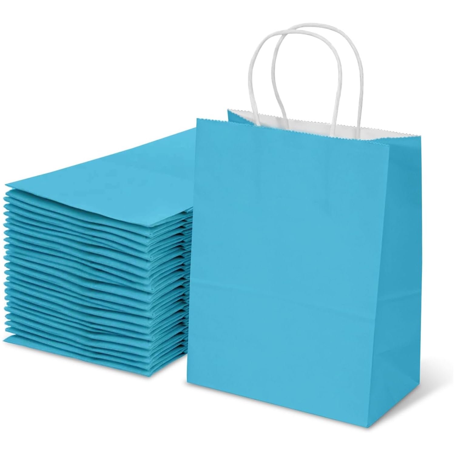 Aakriti Gift Bag Kraft Paper Bags With Handle For Birthdays, Weddings, and Parties Colorful, Durable, and Stylish Gift Packaging Bags, Perfect For Special Events 9.8 X 8 X 3.15 Inch (Sky Blue, 10)