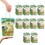 Birthday Popper 20 No.s Premium Jungle Animal Theme Small Paper Bags |Size: 16 x 8 x 23 cm | Goody Bags for Birthday Return Gifts | Paper Bags for Putting Small Gifts for Kids