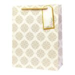 Floral Golden Paper Bags | Gift Bags for Gifting | Return Gifts | Birthday | Party Bags | Small | Size 7x9x3 inch | Pack of 10 | by APEX GRAPHICS