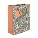 PaperPep Grey Floral & Moth Pattern Print 7″X4″X9″ Gifting Paper Bag| Ideal for Return Gifts, Presents, Weddings, Birthday, Holiday Presents, Celebrations | Pack of 10