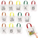 Party Propz Return Gift Bags for Kids Birthday – 12 Pcs, Return Gifts for 10 Year Kids | Diy Canvas Colouring Bags | Birthday Return Gift Bags | Colouring Bags