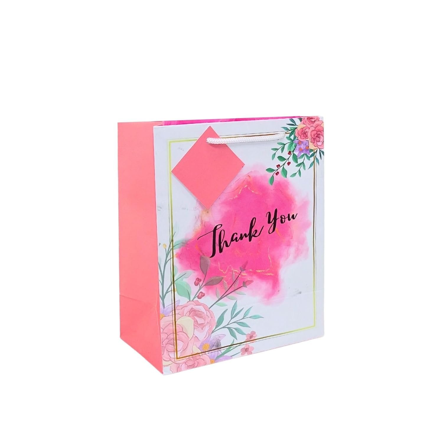RanGit Bhumi Gift Bags – Premium Paper Small Carry Bag for Return Gifts – Goodie Bags with messege Card -‘Thank You’ Gift Covers (Pink- 20 pack)
