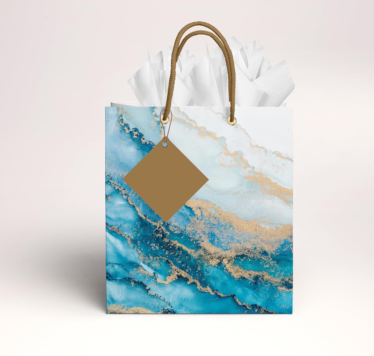 Sainet™ Gift Bags – Paper Bags For Return Gifts – Paper Gift Bag – Medium – Carry Bags For Gifting – Goodie Bags With Tissue & Thank You Card – Gift Covers – Pack of 5, Blue Marble