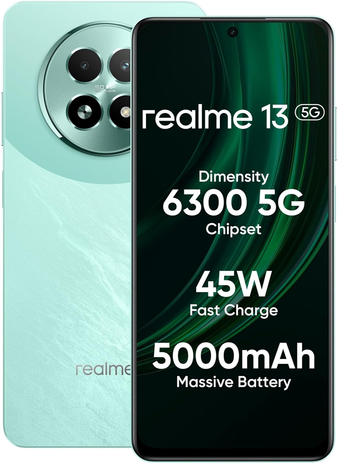 realme 13 5G (Speed Green, 8GB RAM, 128GB Storage) | Expandable Upto 2TB | Up to 18GB Dynamic RAM | 50MP AI Dual Camera | 6.72″ AMOLED Display | 45W Ultra Charging | Dimensity 6300 Processor