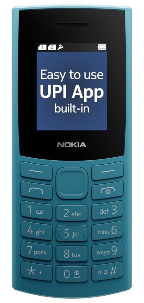 Nokia 106 4G Keypad Phone with 4G, Built-in UPI Payments App, Long-Lasting Battery, Wireless FM Radio & MP3 Player, and MicroSD Card Slot | 1 Year Replacement Guarantee | Blue