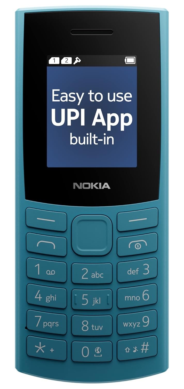 Nokia 106 4G Keypad Phone with 4G, Built-in UPI Payments App, Long-Lasting Battery, Wireless FM Radio & MP3 Player, and MicroSD Card Slot | 1 Year Replacement Guarantee | Blue