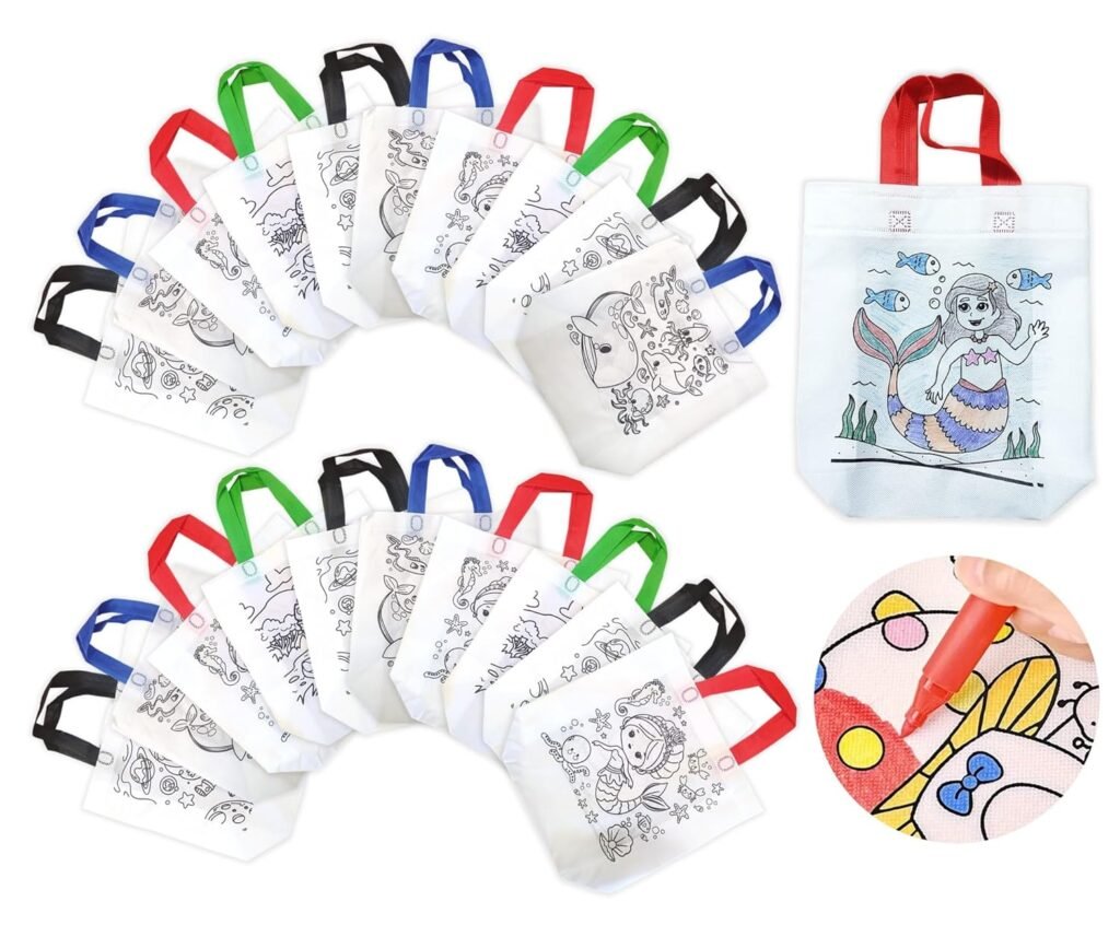 Birthday Popper Doodle Colouring Bags as Birthday Return Gift or as Goody Bags – Assorted Theme -Multicolour – Set of 20 – Size: 10 x 11.5 x 4 inches