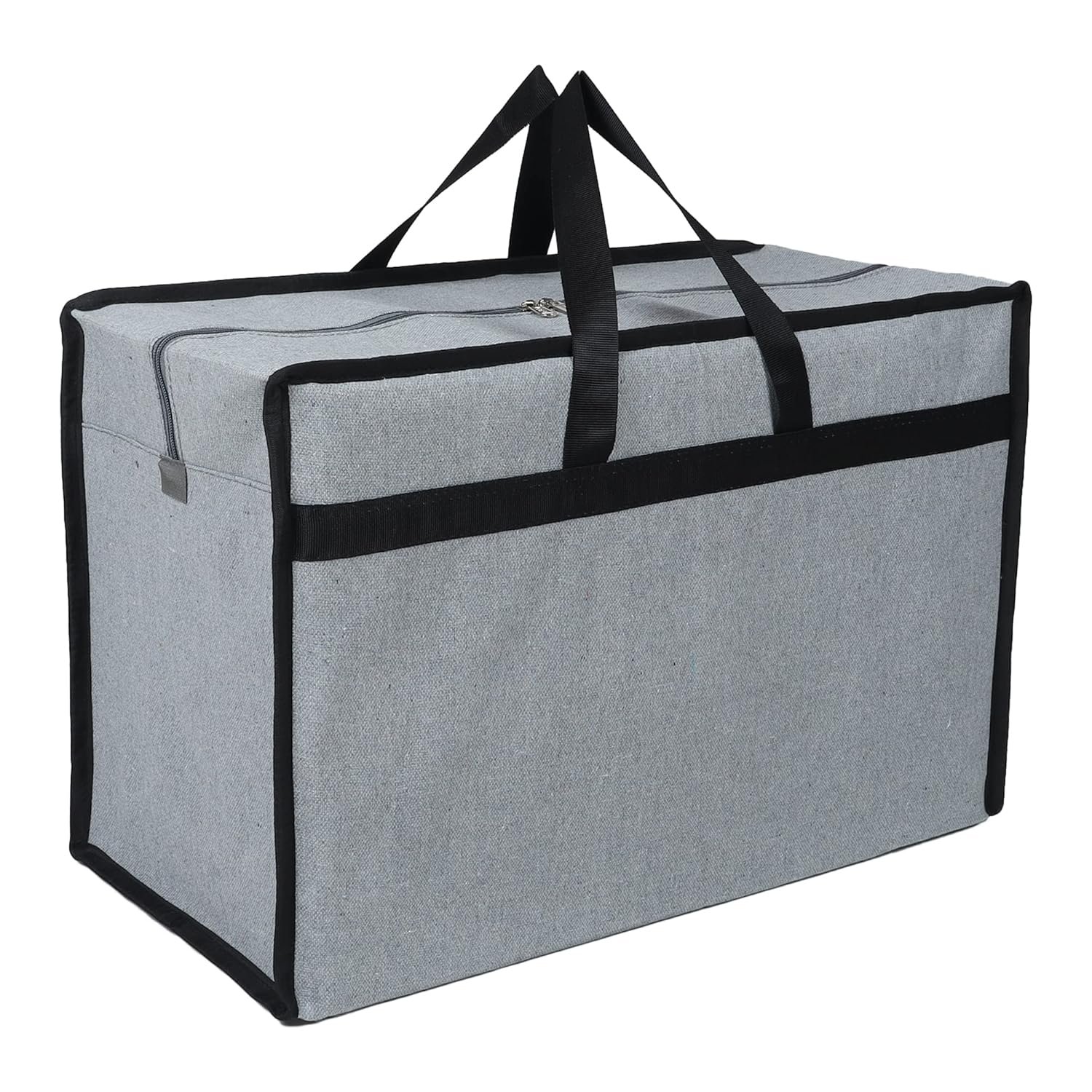 Double R Bags Jute Extra Large Heavy Duty Storage Bag with Handle | Clothes, Blanket, Comforter & Wardrobe Organizer | Grey Canvas, 37x27x60cm | 1 Compartment | Foldable Multipurpose Tote (Pack of 1)