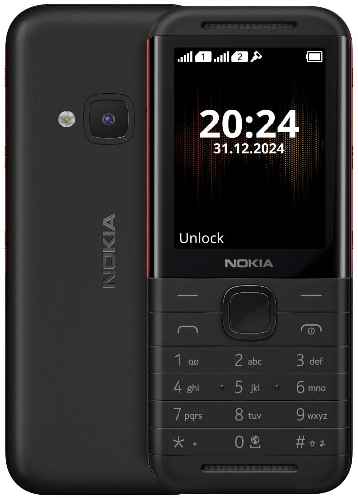 Nokia 5310 Dual SIM Keypad Phone with MP3 Player, Wireless FM Radio and Rear Camera with Flash | 1 Year Replacement Guarantee | Black/Red