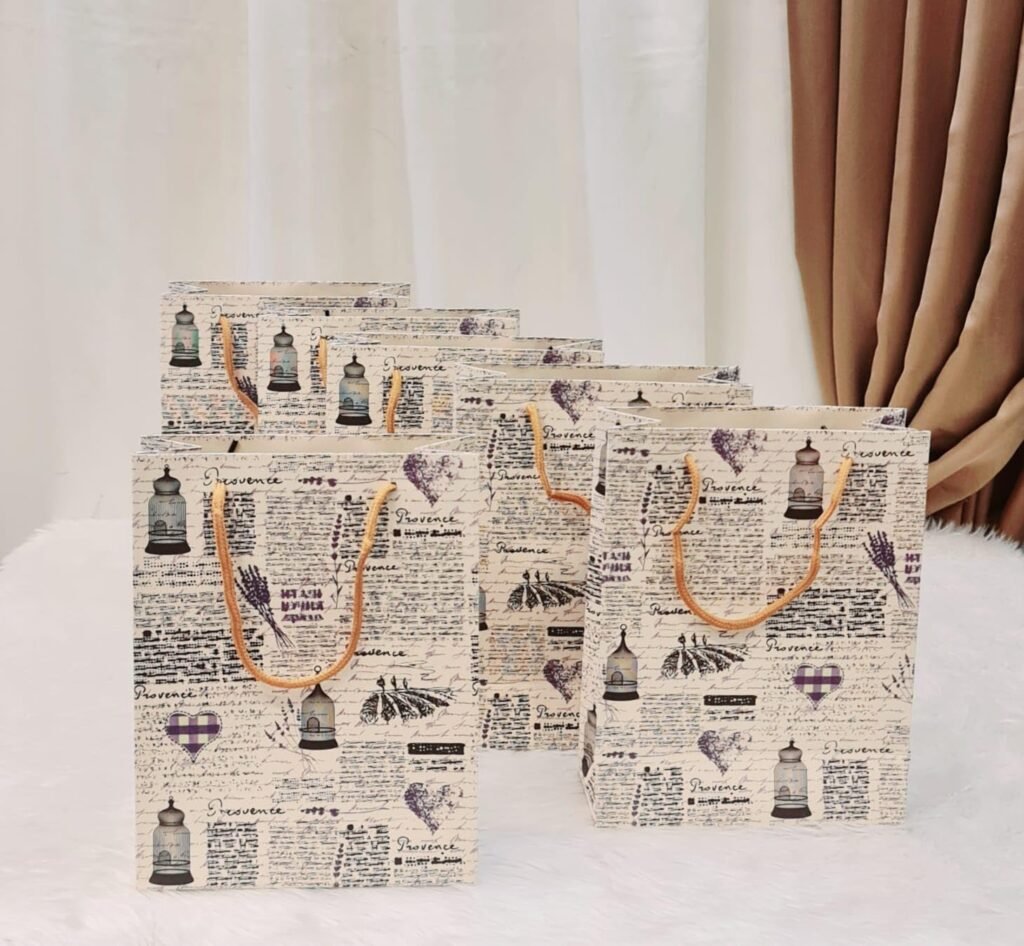 SATYAM KRAFT 6 Pcs Paper Bag Goodie Bags With Handle Gift Paper bag, Carry Bags, gift bag, gift for Birthday, christmas, Marriage, Festivals, Season’s Greetings and Events (printed 4 = 37 cm x 28 cm)