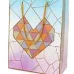 Skywalk Gift Bags-Medium Paper Bags For Return Gifts-Party Favor Goodie Bags, Medium Carry Bags For Gifting, Paper Gift Covers- Paper Bags (Pack Of 5, Hearts Tiles),Multi