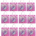 TERA 13 Unicorn Gift Bags | Paper Bags For Return Gifts (15 pcs) Goodie Paper Gift Bag | Medium Non-Woven Carry Bags For Gifting | Paper Bags | Unicorn Theme Party Favor Goodie Bag