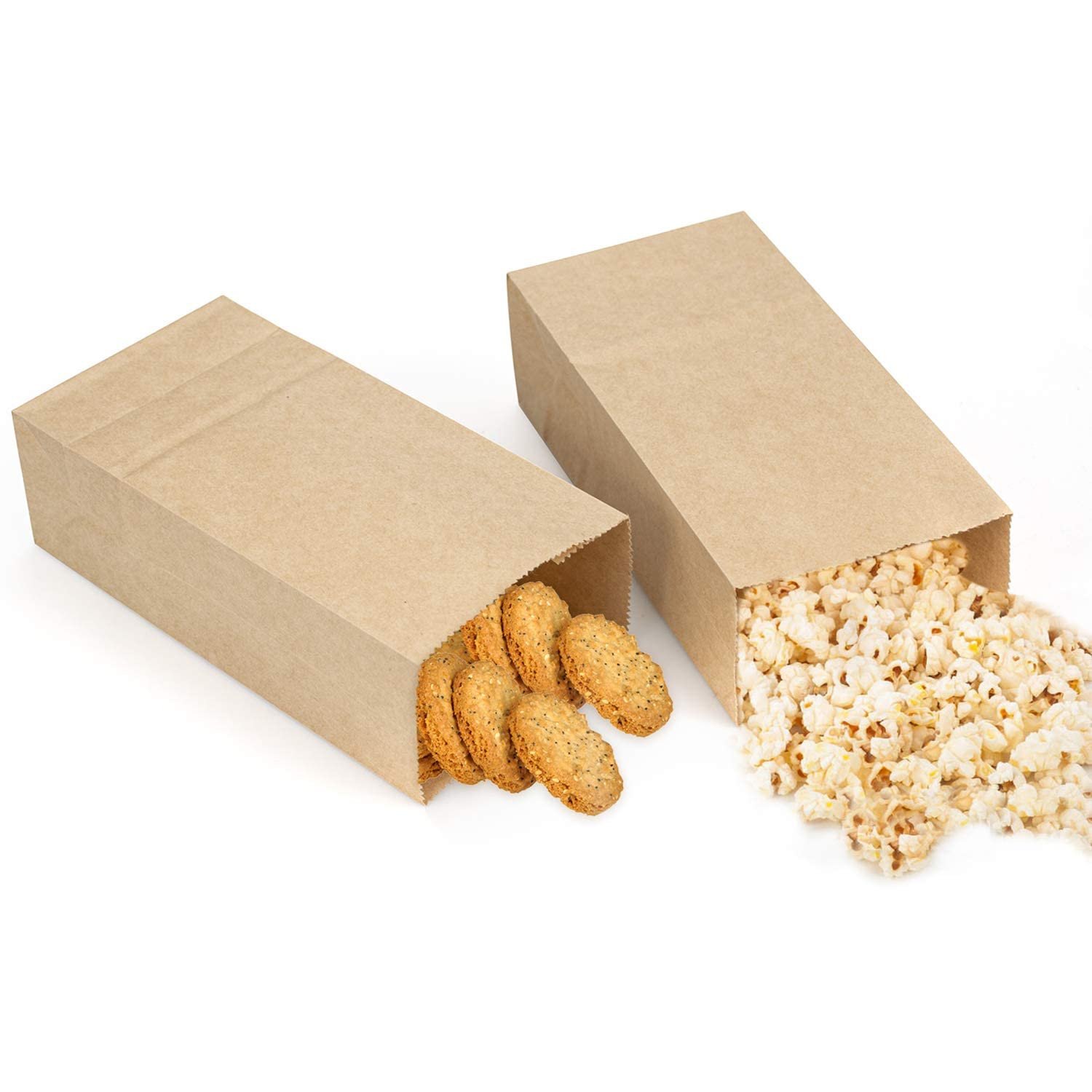 Tia Crafts Eco Friendly Food Grade Paper Bags For Food Packing Or Square Flat Bottom Carry Bags Grocery,Fruits, Restaurants & Take Away 11 X 6 X 3.5 Inch(250 Grams, Set Of 25 Bags), Fold Top, Brown