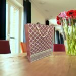 Eoi Marketing Pack of 5pcs (L26cm x W10cm x H32cm) Printed Thank You Paper Gift Bags, Paper Carry Bags For Birthday Gift, (280 GSM Paper)