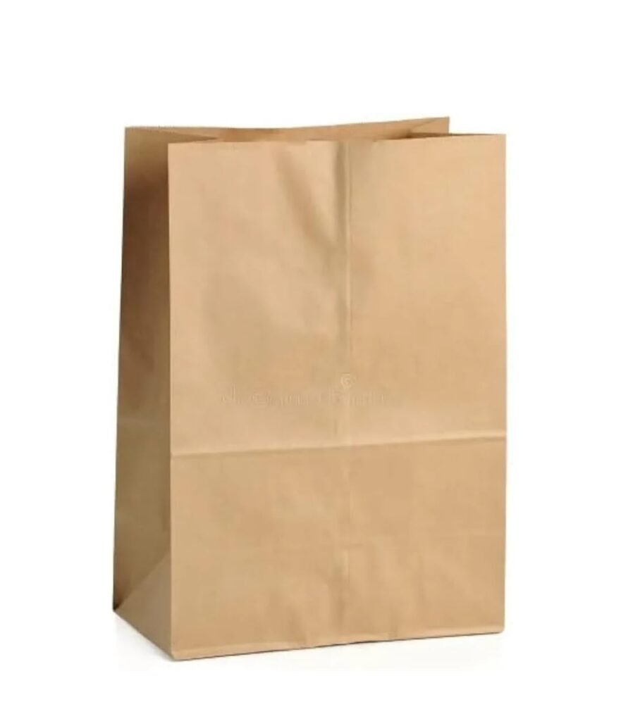 Food Grade Square Bottom/Flat Bottom Paper Bags or Pouches For Food Packing Or Flat Bottom Carry Bags For Size 12X 5 X 10 Inches Paper Bags 50, Brown