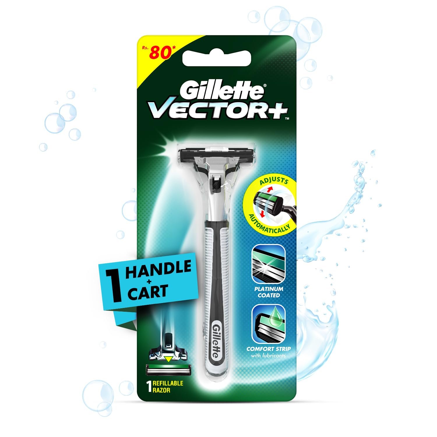 Gillette Vector Plus Manual Shaving Razor, 1 Pc