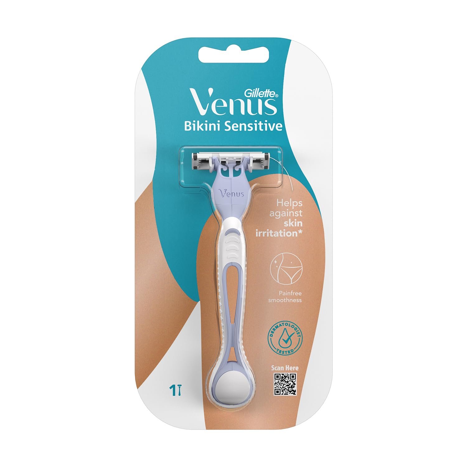 Gillette Venus Venus Bikini Sensitive Hair Removal Razor For Women| Intimate Care| Derm Tested | No Irritation, 1 Razor