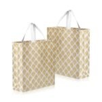 Grab Smart Festive Special Reusable Non-Woven Laminated Gift Bags, Wedding Gifts, Shagun, Saree, Mithai, Jewellery, Traditional Gifting Carry Bag (Medium – 12x13x4, White, Pack of 10)