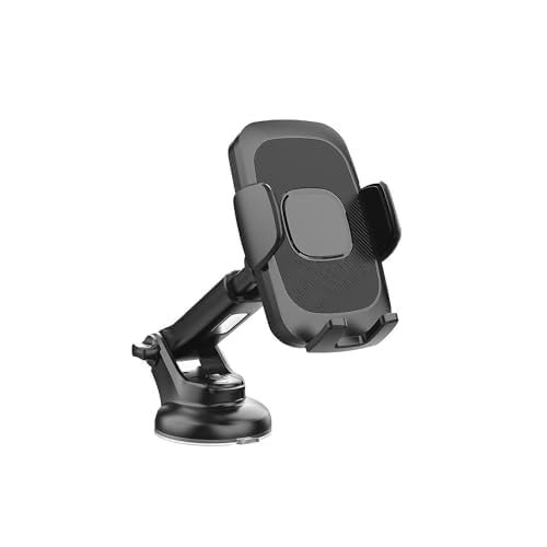HUMBLE Clamp Car Mobile Holder with 360° Rotation, Strong Suction Cup, One Click Release Button Compatible with 4 to 7 inches Mobiles, Windshield and Dashboard Mobile Holder for Car (CR-200) – Black