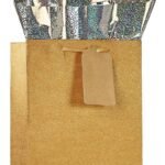 KidsyWinsy Pack Of 5 Gold Glitter Gift Bag (Small,7 * 3 * 10.5 Inches) With Tissue & Thank You Card – Paper Gift Bags | Return Gift Bags For Pooja, Baby Shower, Festive Gifting, Birthday, Wedding