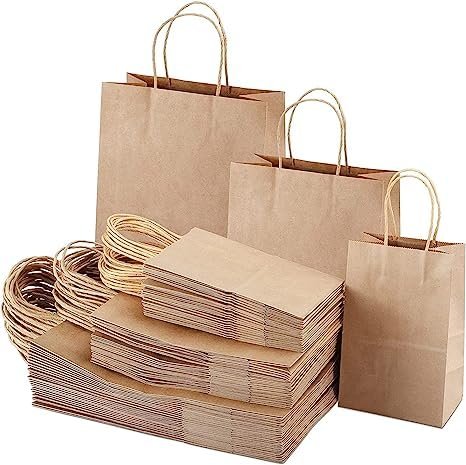 Makkabha Paper Carry Bag for shopping Recycled Paper Shopping Bag Pack of 50 Pieces Size9.8″x12.8″x4.9″
