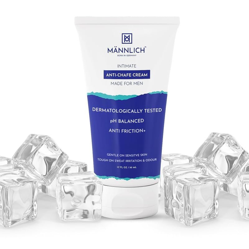 Mannlich Anti Chafing Cream For Men, Anti-Rash Cream For Intimate Areas, Reduces Inner Thigh Rashes From Sports And Fitness Activities, Odor, Irritation & Rashes|Dermatologically Tested|50Ml