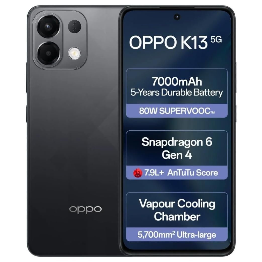 OPPO K13 5G (Prism Black, 8GB RAM 256GB Storage)