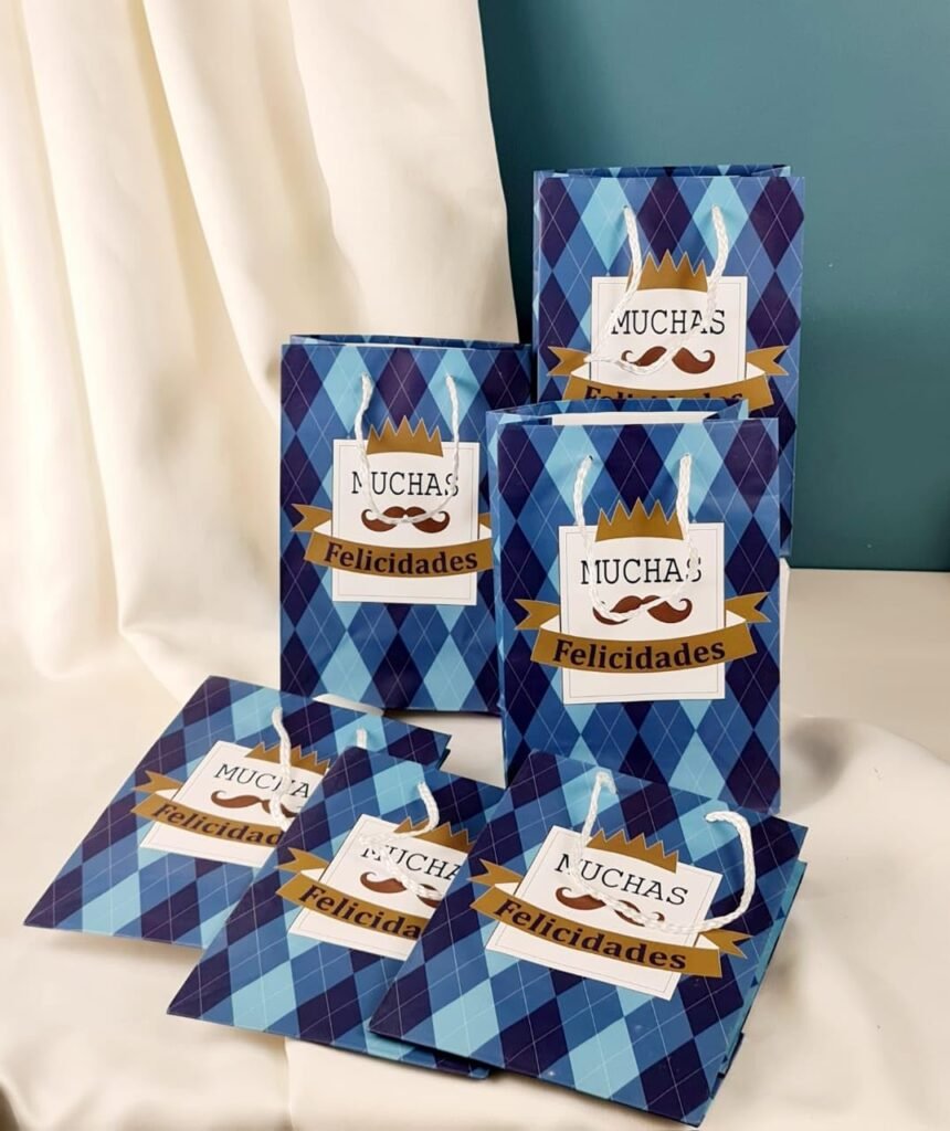 SATYAM KRAFT 6 Pcs Paper Bag Goodie Bags With Handle Gift Paper bag, Carry Bags, gift bag, gift for Birthday, Christmas Gift, Marriage, Xmas, Festivals, Season’s Greetings and Events (Pack of 6)