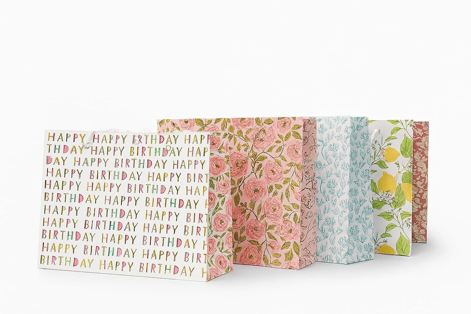 SCISSORS CRAFT | Star Dust Floral Printed Paper Bags for Packing & Gifting | Reusable Carry Bags (Set of 5, Multicolour)