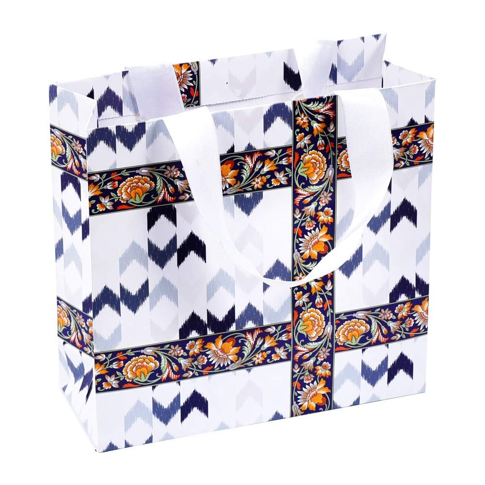 Sapco Gift Paper Bag “Indian Fusion ” For Gifting Purpose. Diwali (8X8X3-Inch(Small)), 10 count,Multicolor