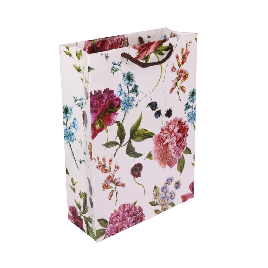 TASCHE Alekhya Design Paper Gift Bags for Return Gift, Small Presents, Weddings, Birthday, Holiday Presents,Multicolor (20.32 x 7.62 x 27.94 Cm, Pack of 10)