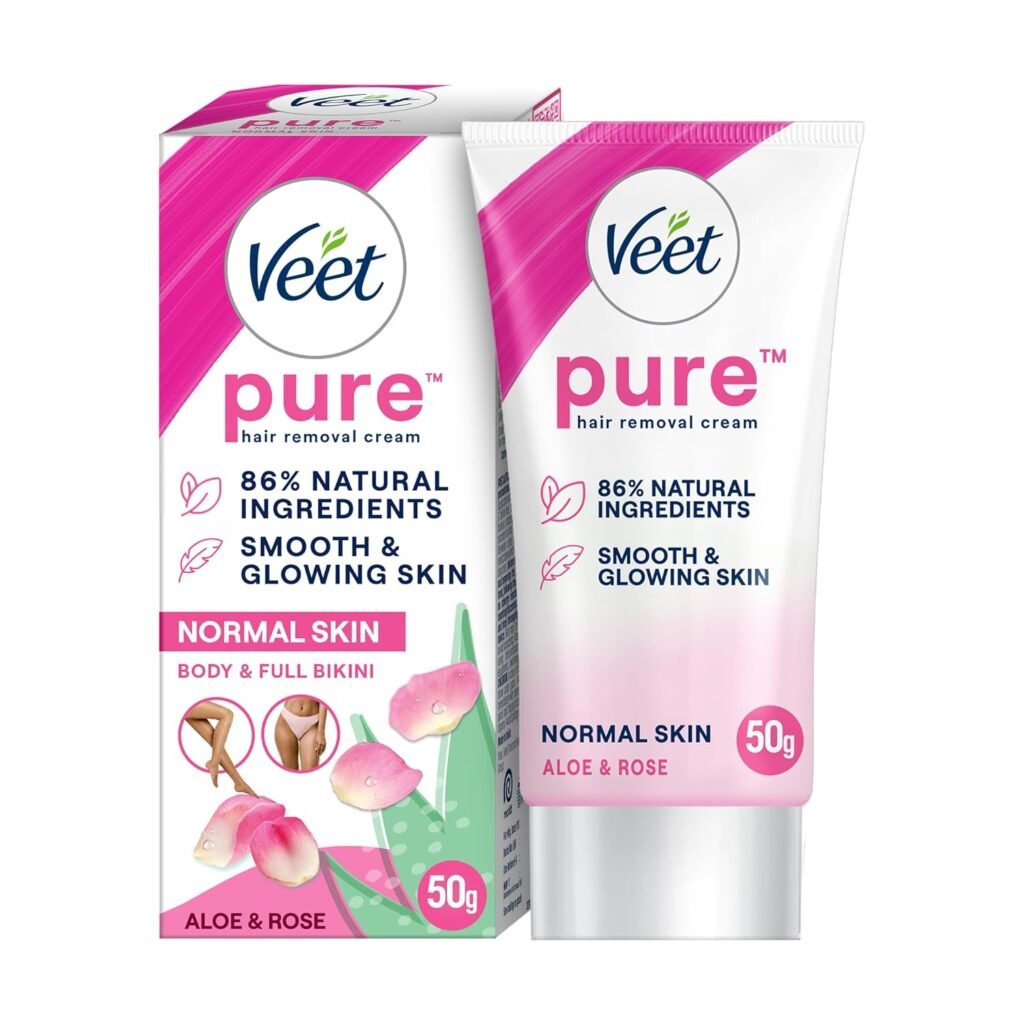 Veet Pure Hair Removal Cream for Women For Normal Skin – 50g | Suitable for Legs, Underarms, Bikini Line, Arms