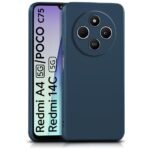 WOW IMAGINE Back Cover for Redmi A4 5G | Poco C75 5G | 14C 5G | Poco M7 | Ultra Slim Soft Rubberised Case | Inner Velvet Fabric Lining | Matte Silicone Flexible Mobile Case | Camera Protection – Blue