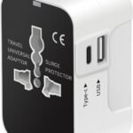 rts Universal Travel Adapter – Type C USB-C, 3-in-1 Universal Adapter Plug, Travel Accessory With 1 USB-C, 2.4A, All-In-One For Phone, Laptop, Mobile, Tablet, White