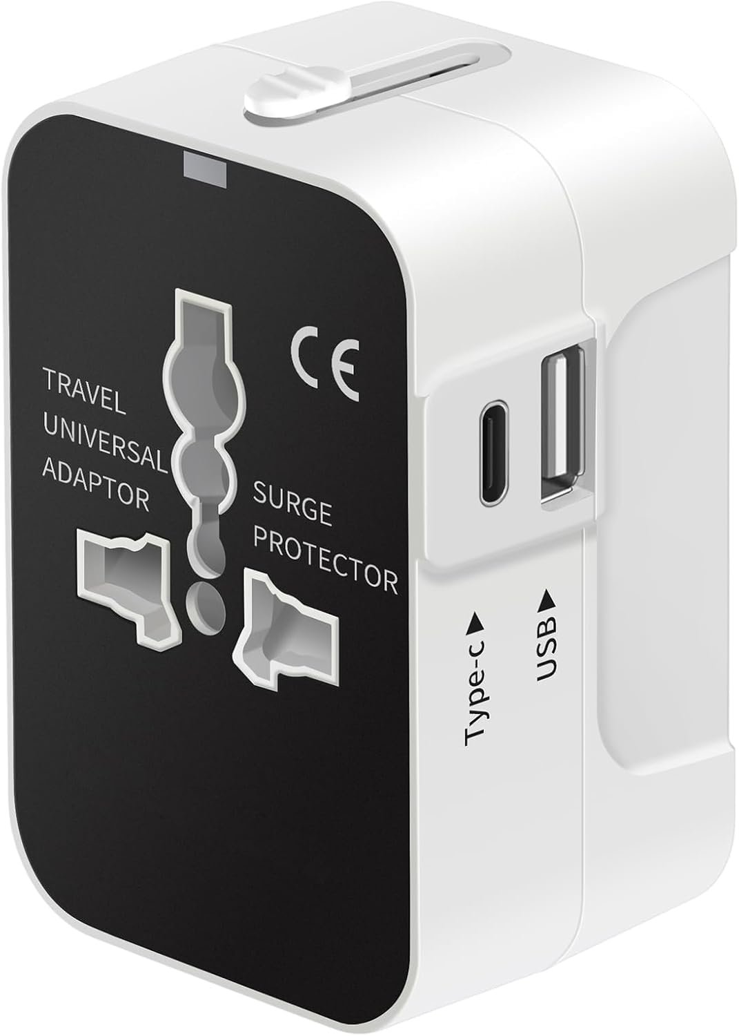 rts Universal Travel Adapter – Type C USB-C, 3-in-1 Universal Adapter Plug, Travel Accessory With 1 USB-C, 2.4A, All-In-One For Phone, Laptop, Mobile, Tablet, White