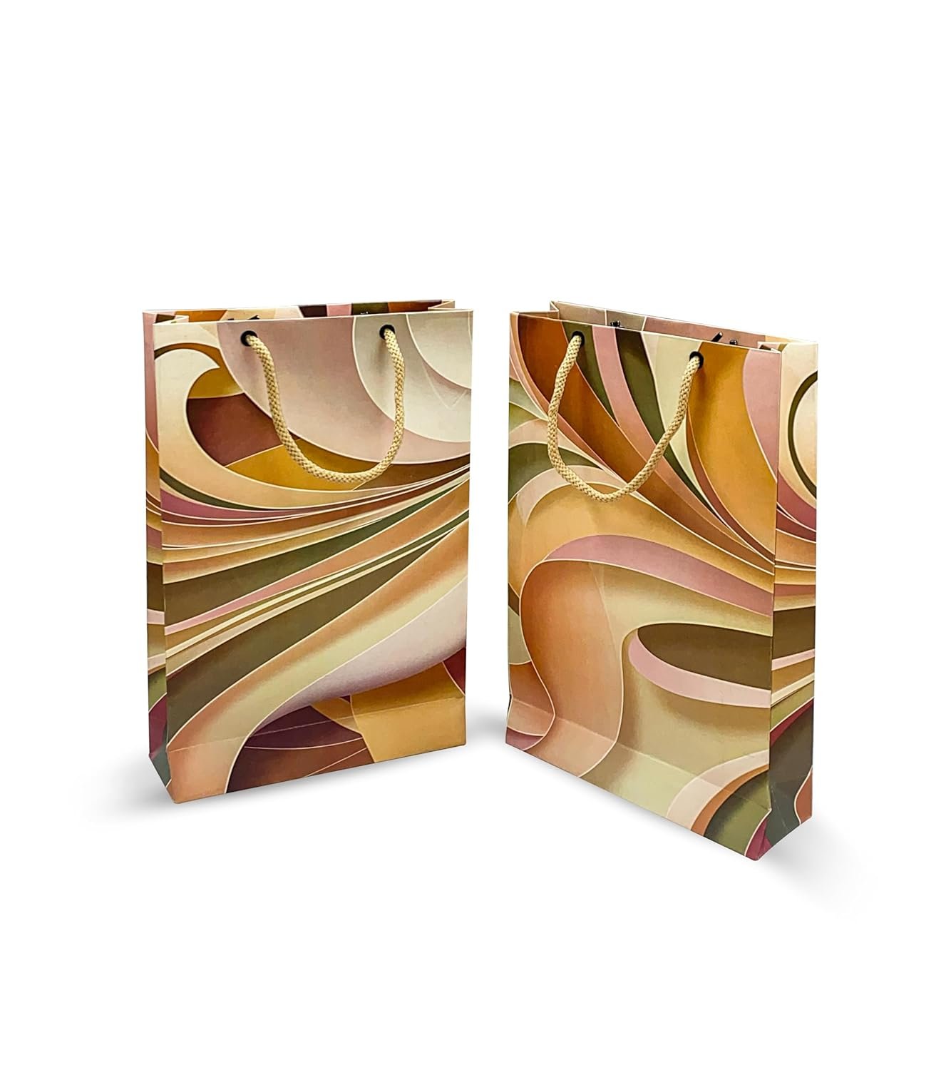 KOSY Premium Printed Paper Bags Pack of 10 | Eco-Friendly Reusable Glossy Finish Gift Bags | Return Gift Bags | Shopping Carry Bags | Designer Paper Bags for Birthday, Wedding, Party & Retail Use (Multi-5, Small)