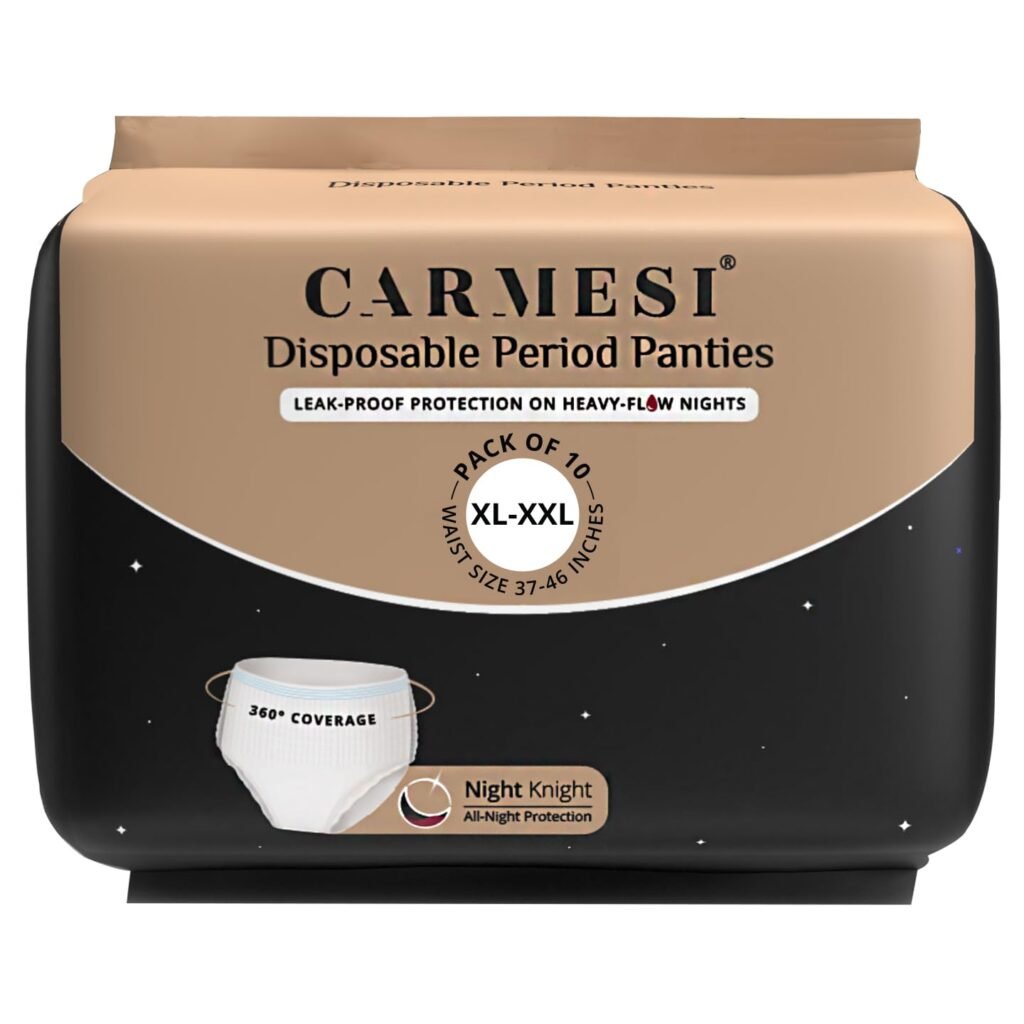 Carmesi Disposable Period Panties for Women – Pack of 10 (XL-XXL) | 360° Protection for Super Heavy Flow | Leak Proof & No Rashes | Maternity Panties | All Night Protection | Ultra Absorbent Core Carmesi Disposable Period Panties for Women – Pack of 10 (XL-XXL) | 360° Protection for Super Heavy Flow | Leak Proof & No Rashes | Maternity Panties | All Night Protection | Ultra Absorbent Core