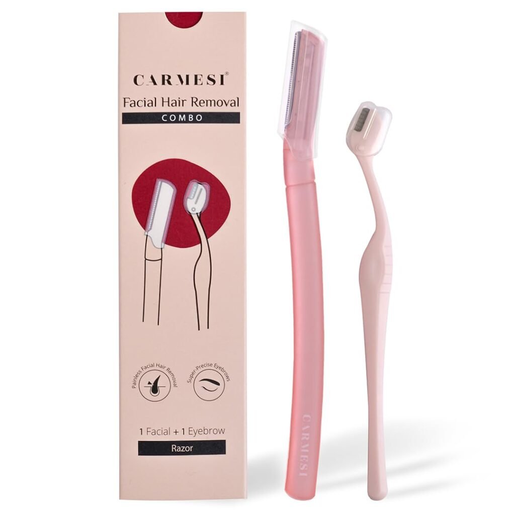 Carmesi Women’s Face Hair Removal Combo | Pack of 1 Face Razor & 1 Eyebrow Razor | Instant & Painless Hair Removal | Eyebrows, Upper Lip, Peach Fuzz, Sideburn, Forehead